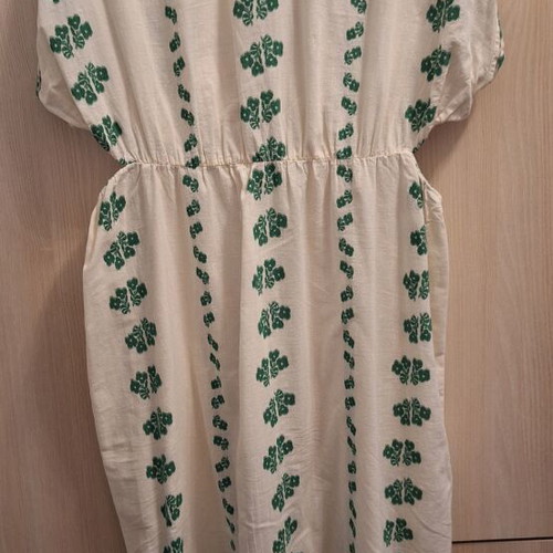 Zara linen dress XL used, white and green