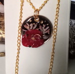 Handmade Red Flower Necklace new with resin and dried flowers