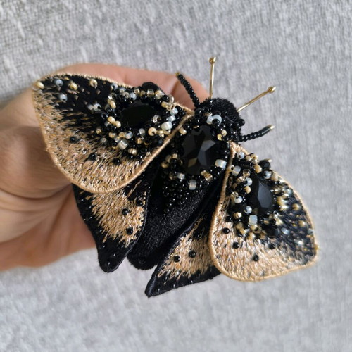 Handmade butterfly brooch new with Swarovski crystals and Japanese beads