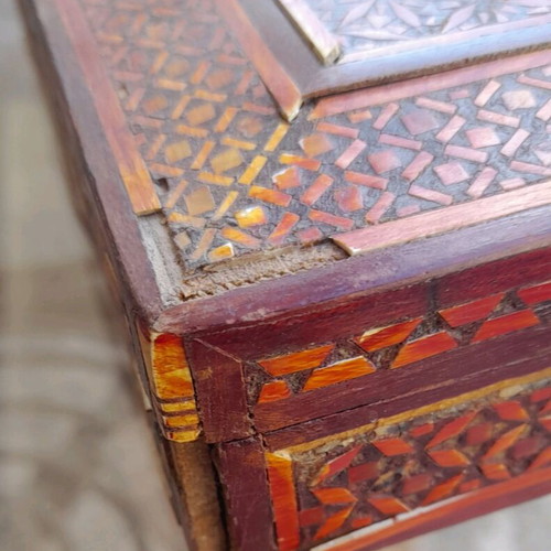 Wooden box used, embossed Persian design