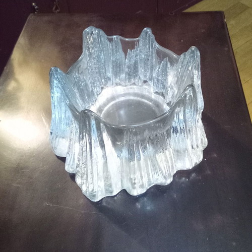 Nybro Volcano Glass Candle Holder 1985 like new