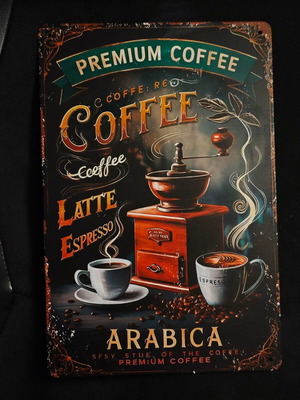 Винтидж метална табела Premium Coffee Arabica като нова