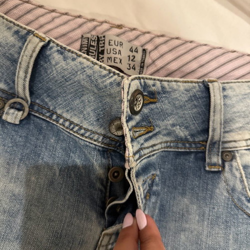 Zara trf short denim shorts size 44 with fading and tears