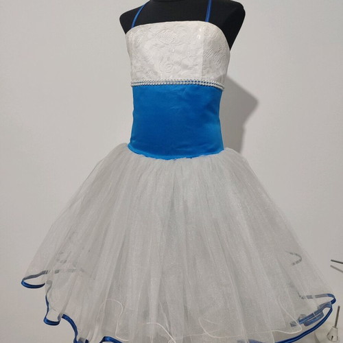 Fairy tulle dress like new for girl 5-6 years white and blue