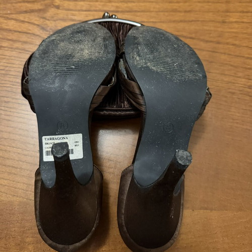 Satin brown bag with gift sandals size 39 like new