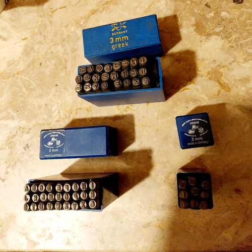 Engraving Stamp Set 3mm new, Greek English Numbers