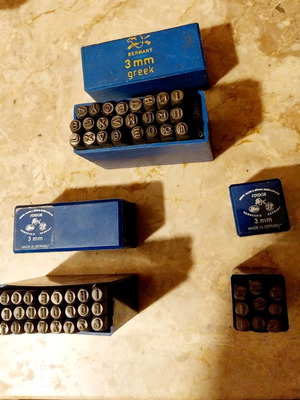 Engraving Stamp Set 3mm new, Greek English Numbers