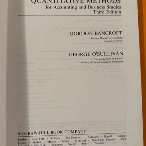 Quantitative Methods for Accounting and Business Studies book used, McGraw Hill