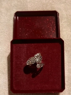 Ring vintage butterfly and flowers stainless steel, like new, boho style