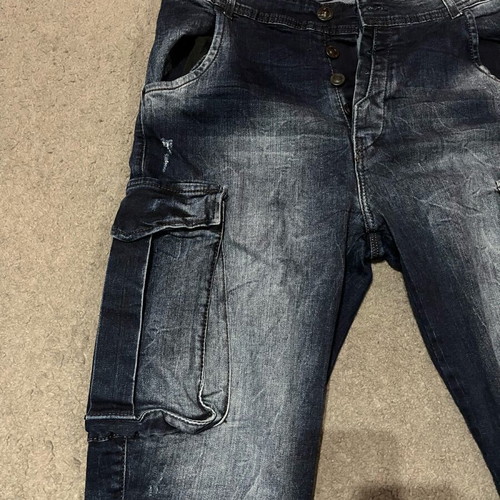 Men's denim jeans with elastic waist like new, size M, blue