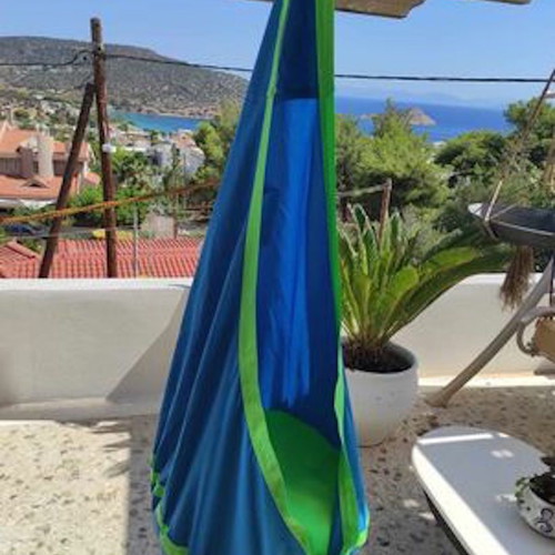 Children's Hanging Swing hammock like new, blue and green fabric