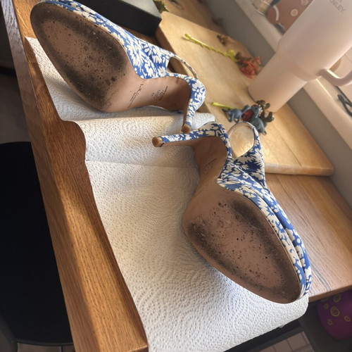 LK Bennett Blue and White Floral Slingback Heels Good Used Condition