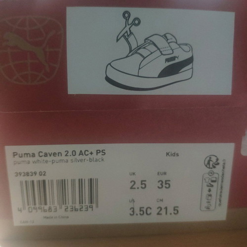 Puma Caven 2.0 kids shoes like new, white, size 35