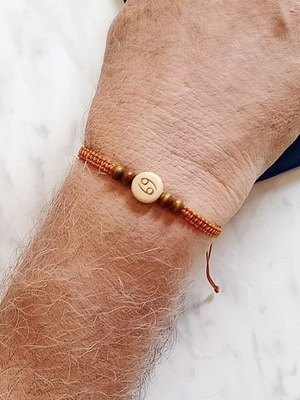 Men's bracelet with Cancer zodiac new, brown