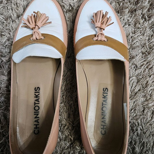 Chaniotakis women's loafers used, size 37, salmon and white