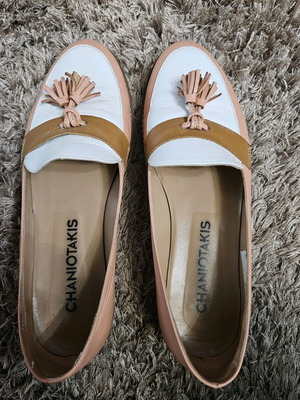Chaniotakis women's loafers used, size 37, salmon and white