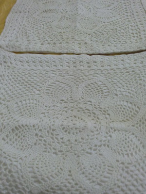 Handmade crocheted sofa cushions new, white, set of two