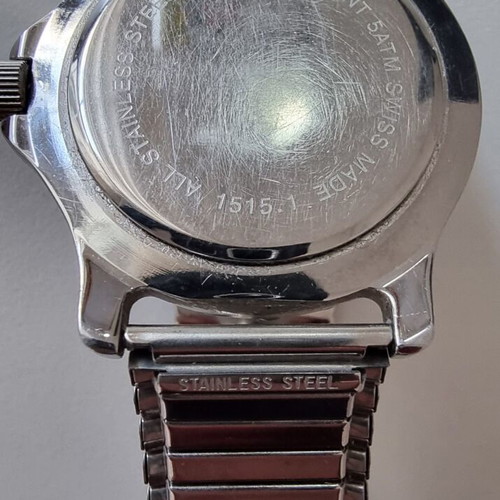 Swiss Military men's watch used, blue dial, silver bracelet