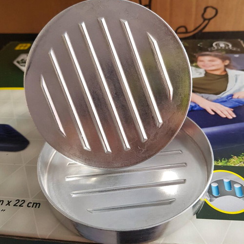 Burger patty mold new with aluminum base and wooden handle