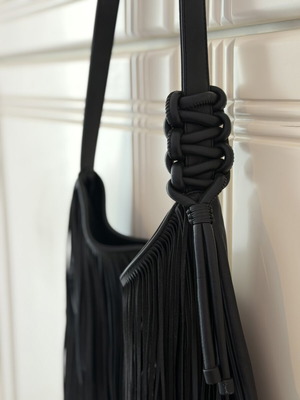 Callista Calypso shoulder bag in black with fringes