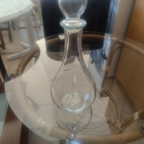 Italian vintage glass carafe used with spherical stopper