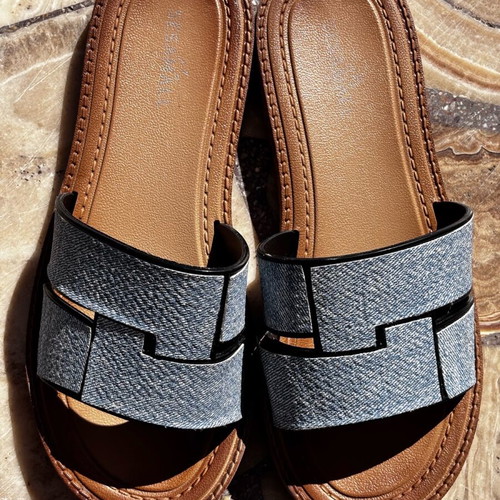 Summer flat sandals used, size 38, denim style