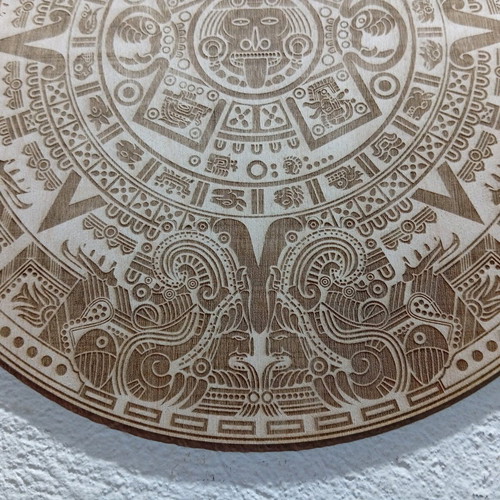 Mayan Sun Calendar wooden cnc laser engraved new