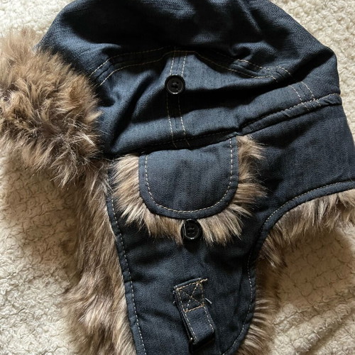 Blue Jean snow cap hat with fur by FIRETRAP like new
