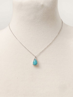 Blue Necklace with Pendant new, silver chain, minimal
