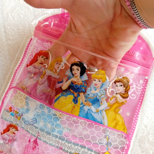 Transparent Disney Princess Bag used with zipper clip missing