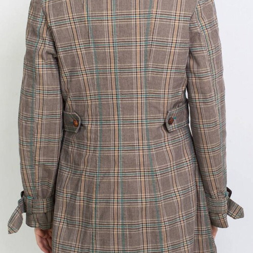 Fornarina plaid coat like new, brown with green details, size L