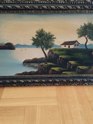 Old embossed frame with genuine painting like new