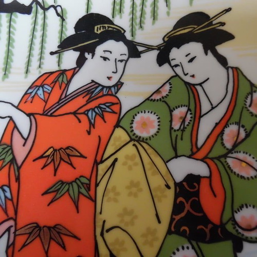 Studio - Hibino collectible porcelain plate set with geisha theme
