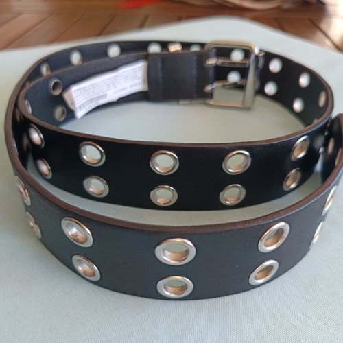 Bershka Black Wide Belt with Metal Eyelets and Double Buckle New