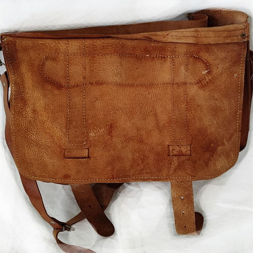 Leather vintage shoulder bag handmade unisex like new