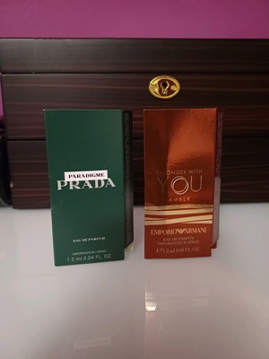 Set of 2 used tester samples, Stronger with you amber & Prada Paradigme e.d.p.