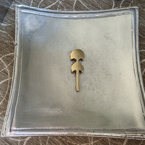 Square tray decorated with Cycladic violin-shaped figurine like new
