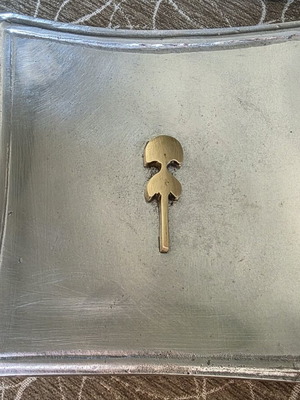 Square tray decorated with Cycladic violin-shaped figurine like new