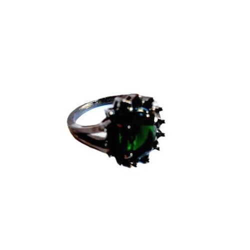 Ring with emerald and black rhodium plating new