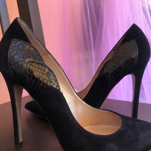J. Bournazos black suede pumps size 37.5 like new