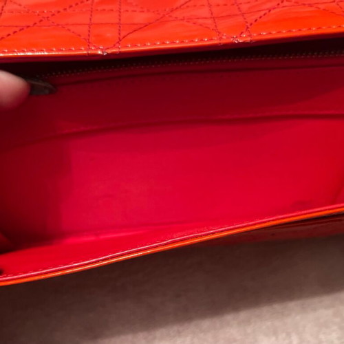 Lady Dior red patent leather wallet like new