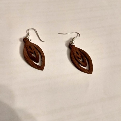 Earrings handmade from natural walnut wood with hypoallergenic clasp new