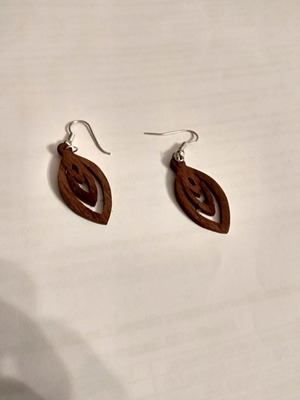 Earrings handmade from natural walnut wood with hypoallergenic clasp new