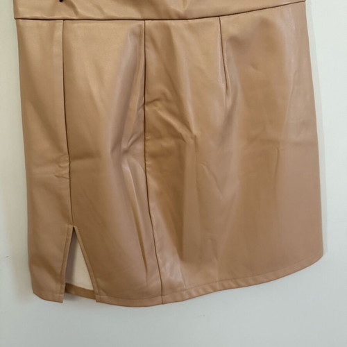 beige leather skirt