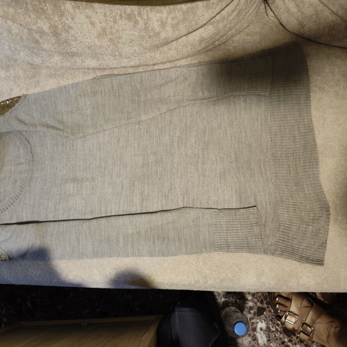 Stradivarius blouse with gold studs on shoulders, size S, used, gray