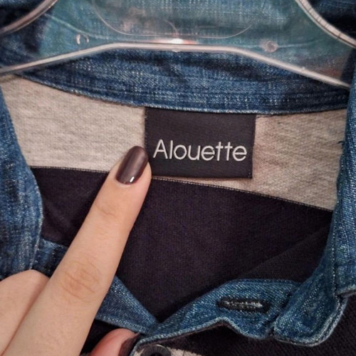 Alouette 8Y long-sleeve polo shirt striped gray blue like new