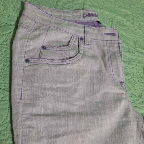 Passport women's lightweight jeans with topstitching in light purple