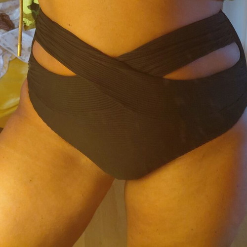 Bikini set black Large with rhinestones and high-waisted slip, new with kaftan gift