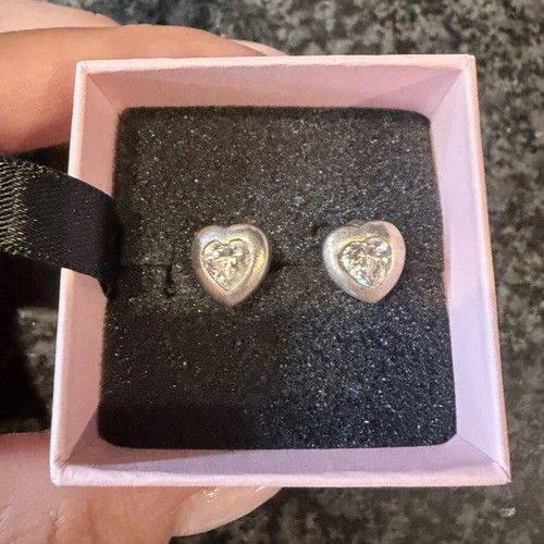 Silver pierced heart earrings like new