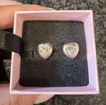 Silver pierced heart earrings like new